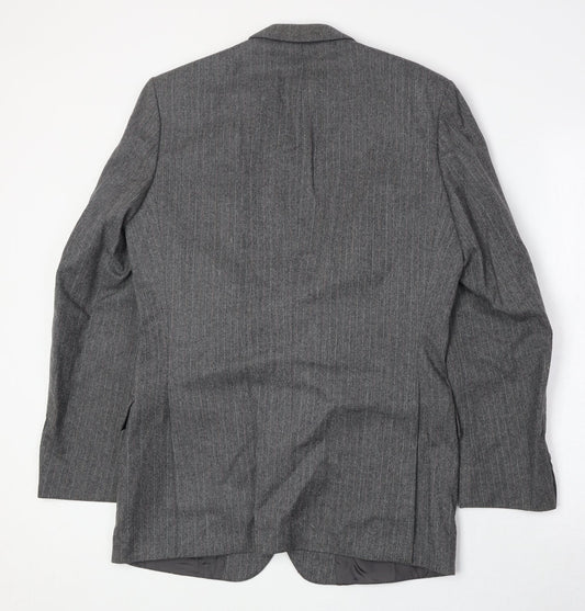 Marks and Spencer Mens Grey Striped Wool Jacket Suit Jacket Size 38 Regular