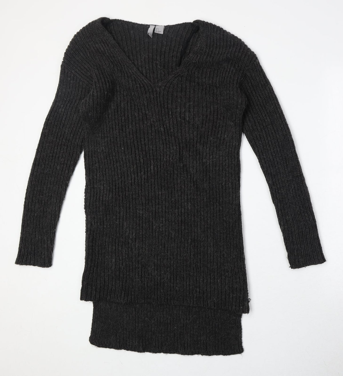 Divided by H&M Womens Green V-Neck Acrylic Pullover Jumper Size S