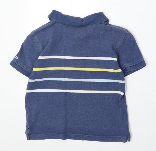 Gap Boys Blue Striped 100% Cotton Pullover Polo Size 4 Years Collared Button