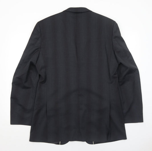 Linea Mens Grey Striped Wool Jacket Suit Jacket Size 40 Regular