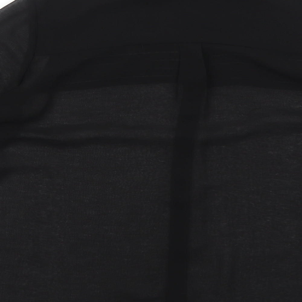 Dunnes Stores Womens Black Polyester Basic Button-Up Size 10 V-Neck