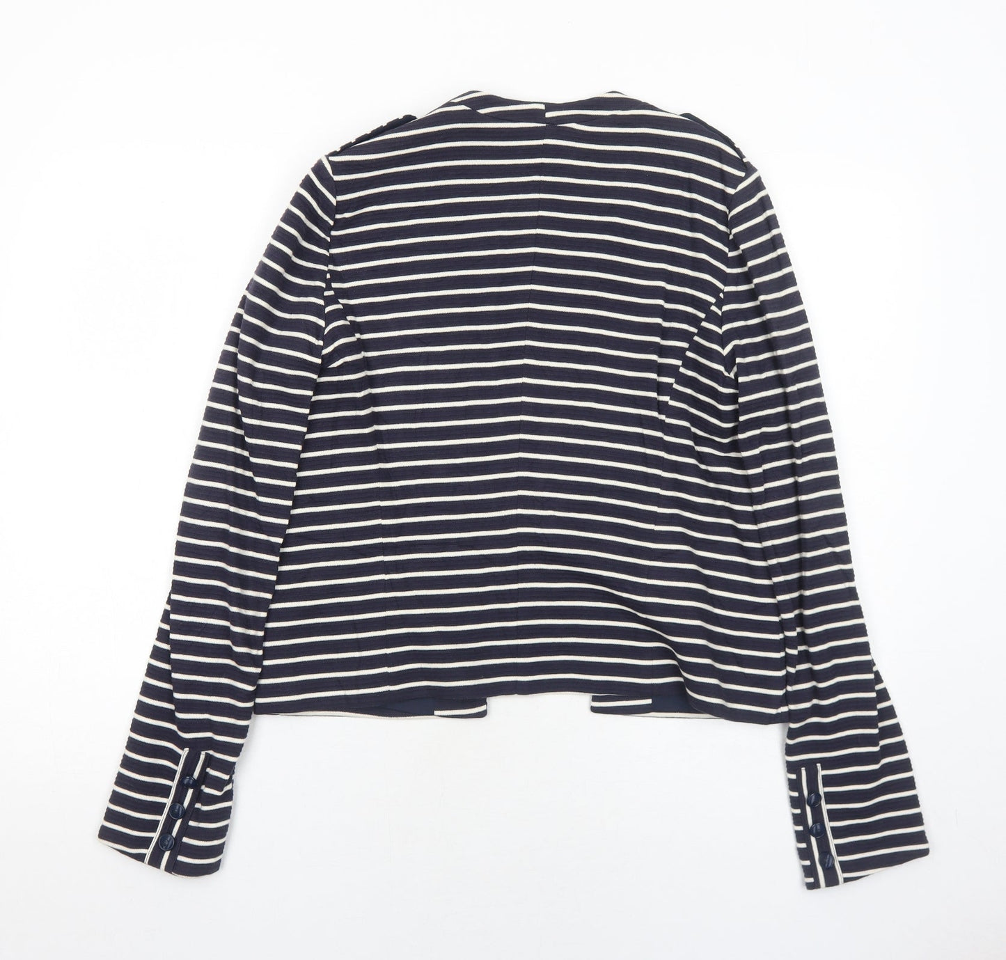 Promod Womens Blue Striped Jacket Blazer Size 12