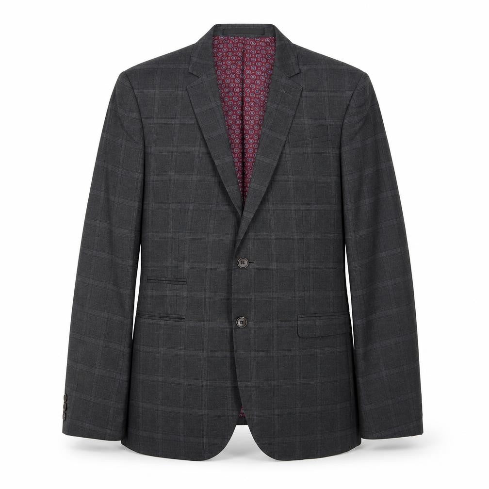 Marks and Spencer Mens Grey Geometric Polyester Jacket Suit Jacket Size 40 Regular
