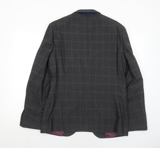 Marks and Spencer Mens Grey Geometric Polyester Jacket Suit Jacket Size 40 Regular