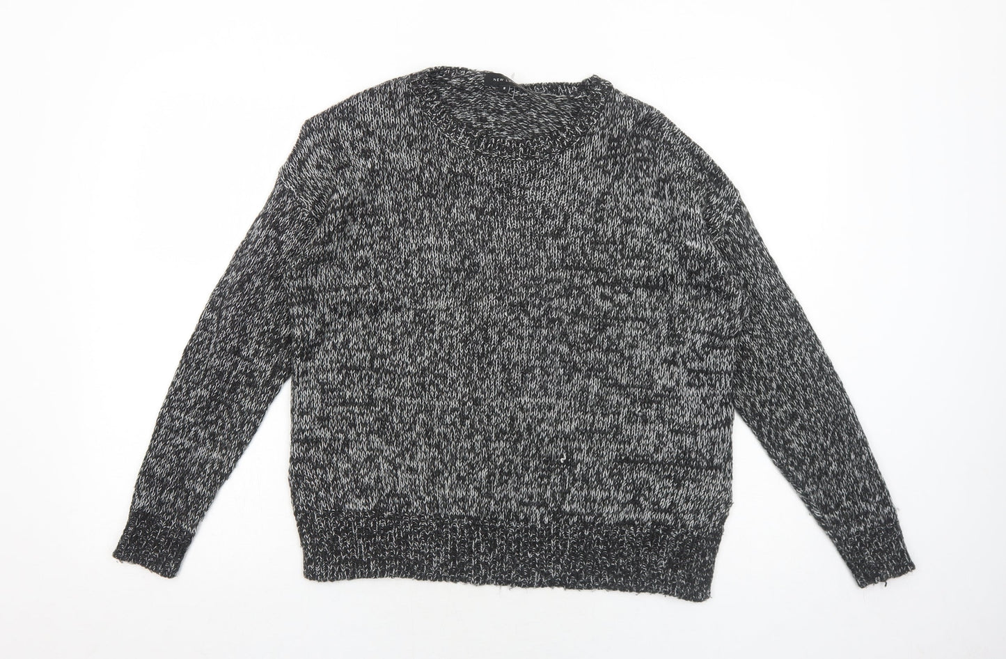 New Look Womens Black Round Neck Acrylic Pullover Jumper Size S
