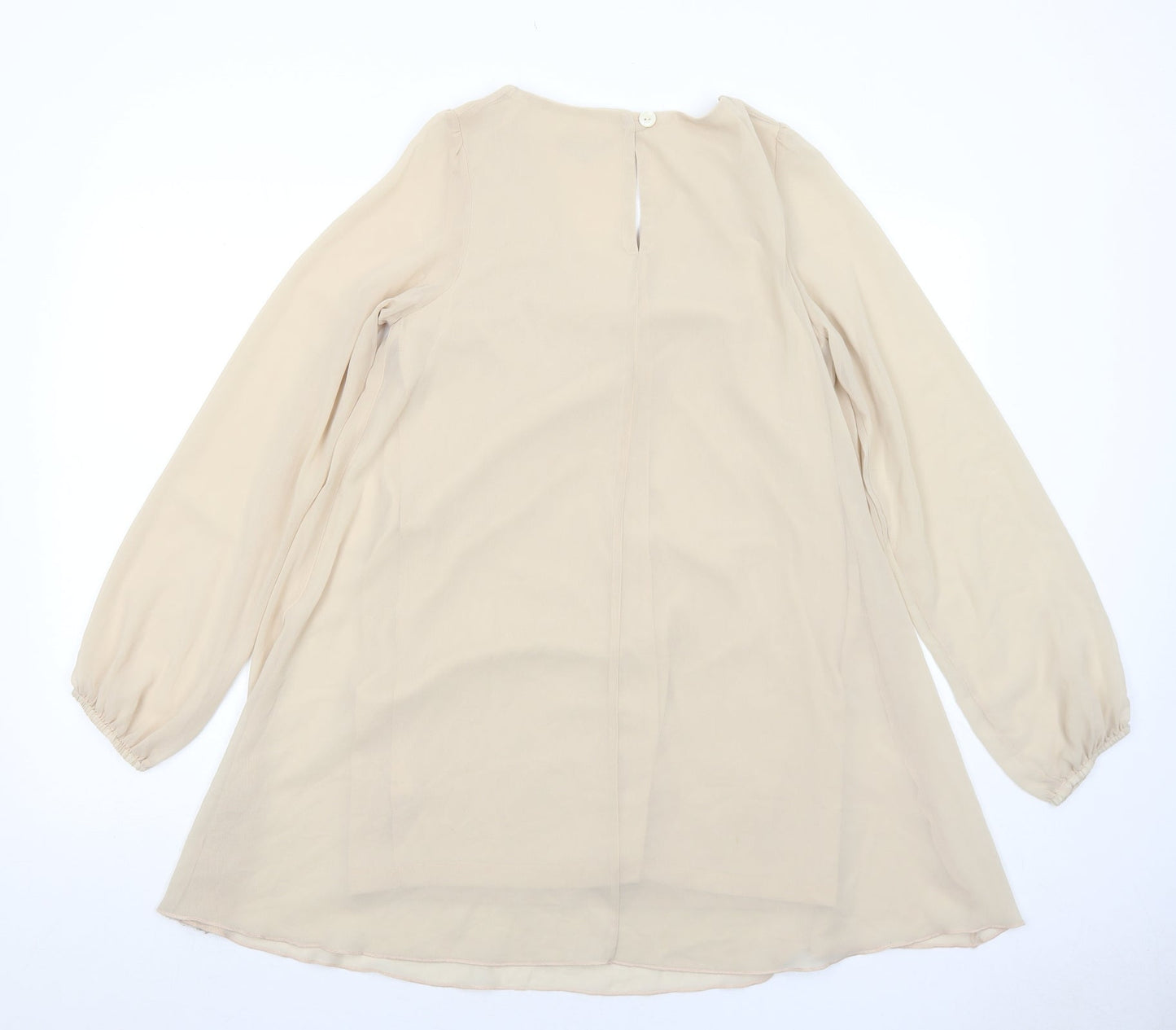 Love Womens Beige Polyester Trapeze & Swing Size S V-Neck Button