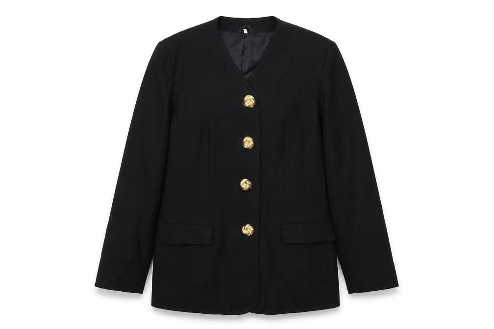 Made in U.K. Womens Black Jacket Blazer Size 12 Button