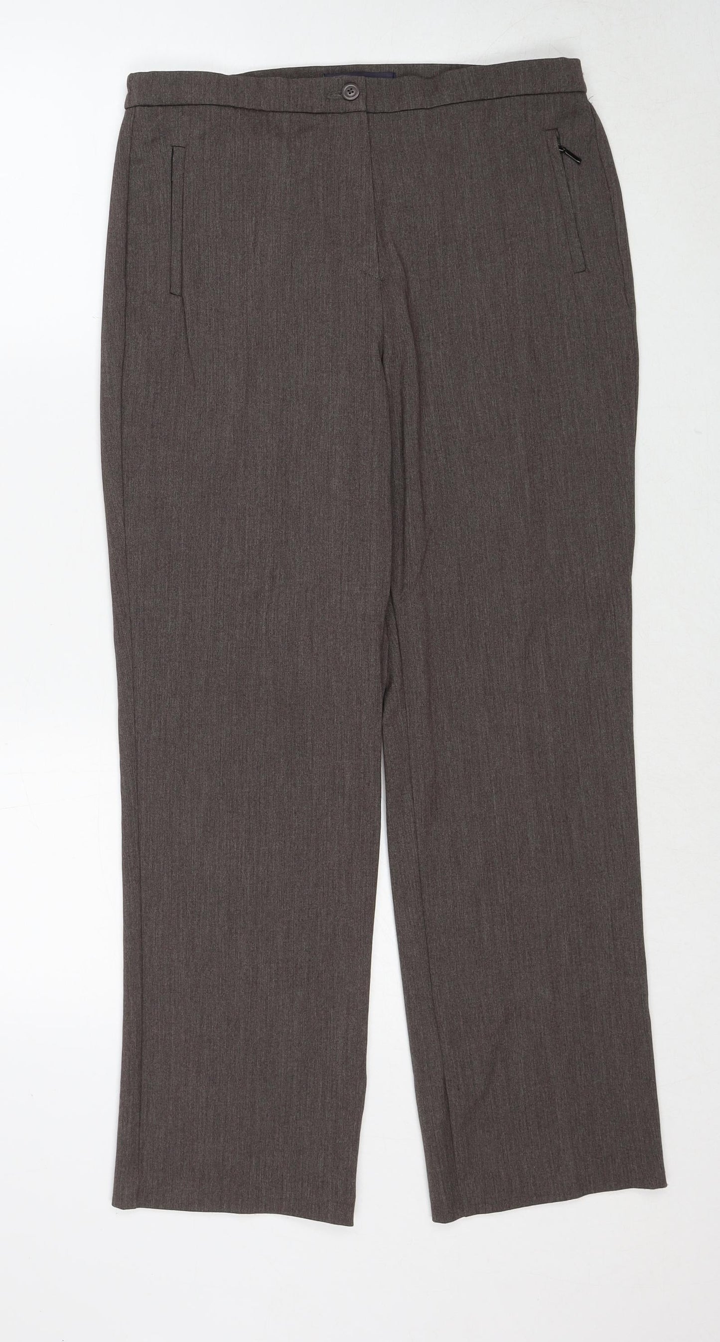 Marks and Spencer Womens Beige Polyester Trousers Size 12 Regular Zip