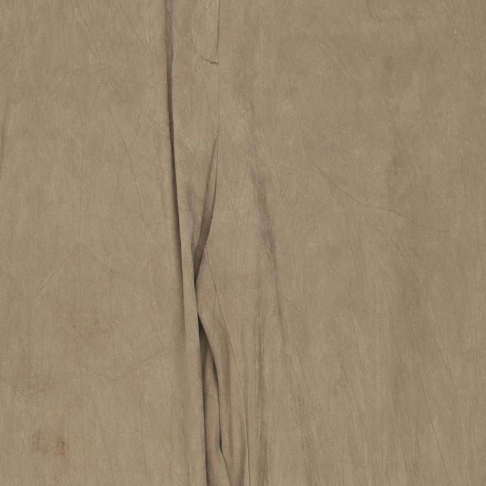 Sarah Hamilton Womens Beige Polyester Trousers Size 16 Regular Zip