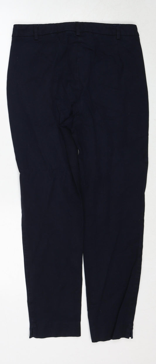 Marks and Spencer Womens Blue Viscose Trousers Size 10 Regular Zip