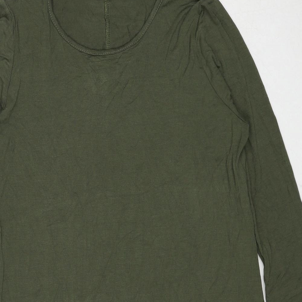 PRETTYLITTLETHING Womens Green Viscose Basic T-Shirt Size 8 Round Neck