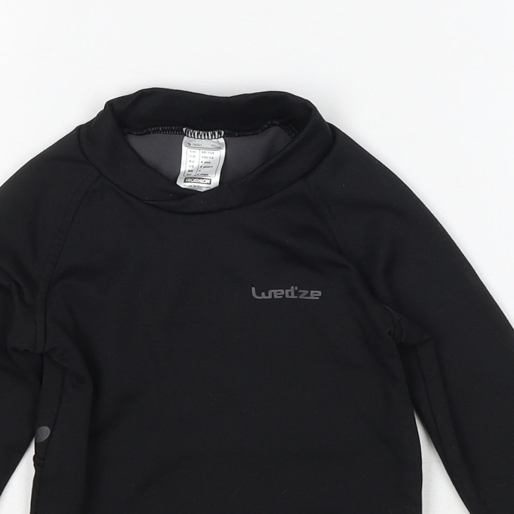 DECATHLON Boys Black Polyester Pullover T-Shirt Size 4 Years Mock Neck Pullover