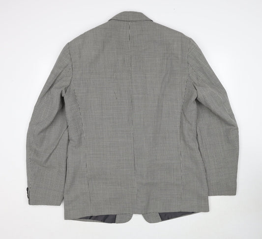 JP Careerwear Mens Grey Geometric Polyester Jacket Suit Jacket Size 44 Regular
