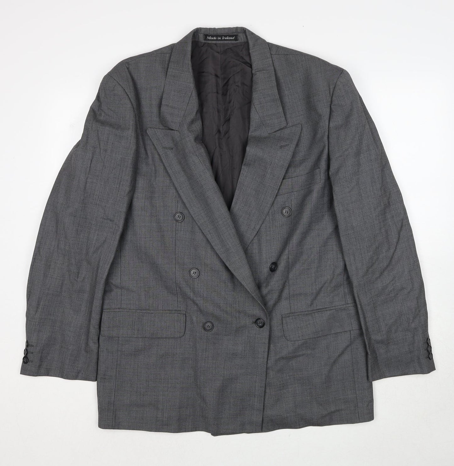 Marco Cappelli Mens Grey Geometric Polyester Jacket Suit Jacket Size 40 Regular
