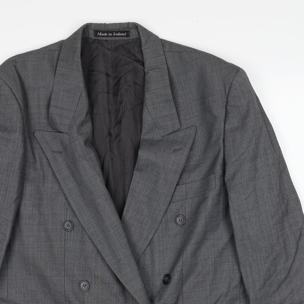 Marco Cappelli Mens Grey Geometric Polyester Jacket Suit Jacket Size 40 Regular