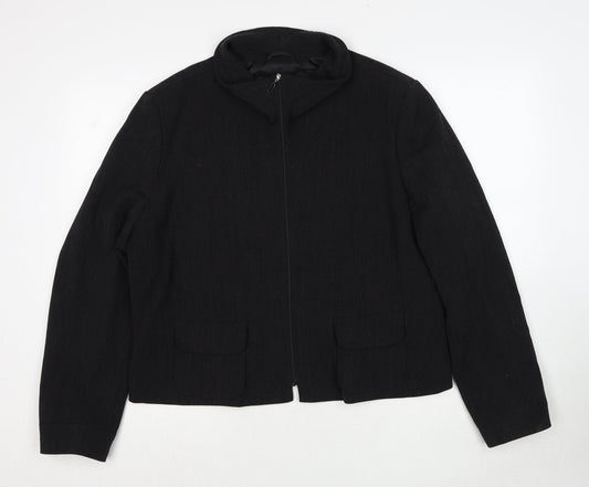 La Strada Womens Black Jacket Size 16 Zip