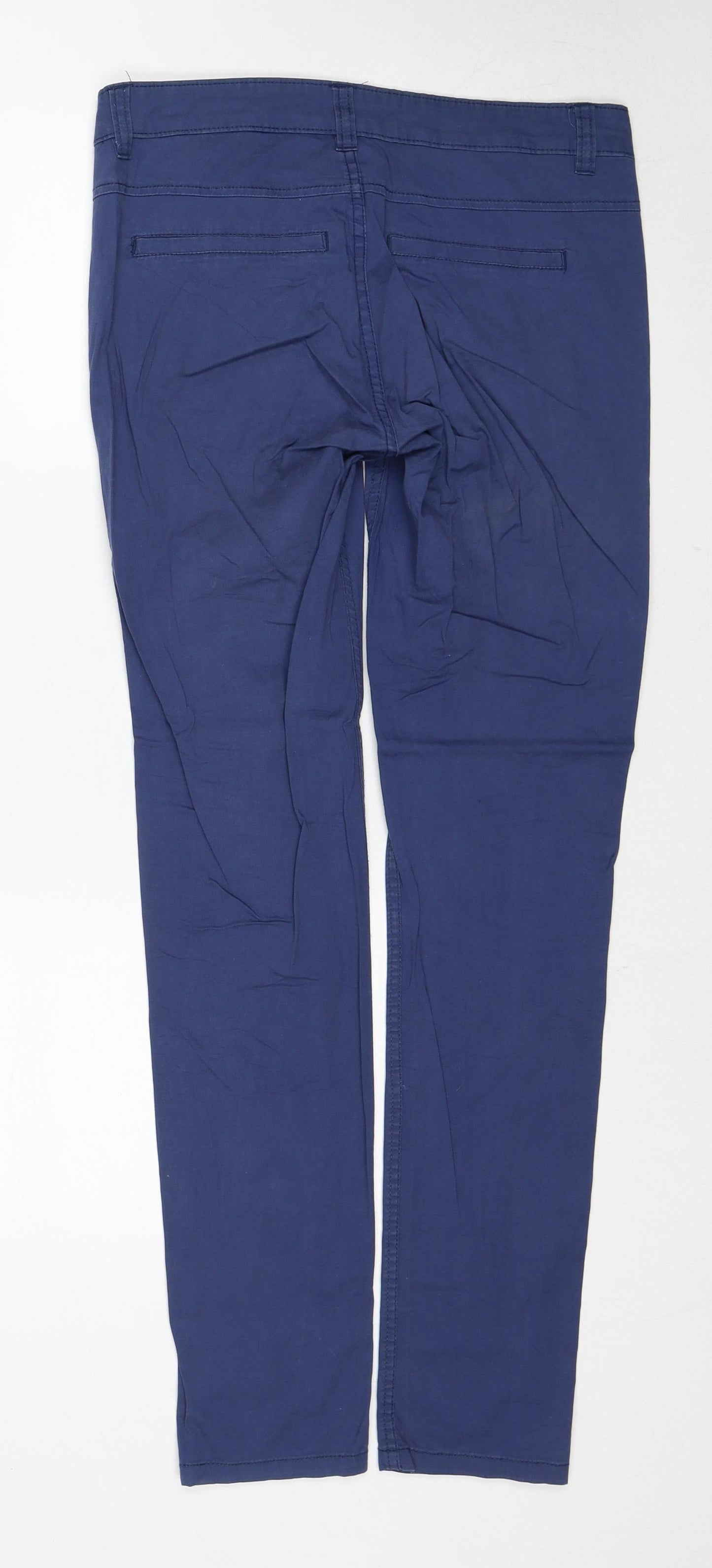 House Womens Blue Cotton Chino Trousers Size S Regular Zip