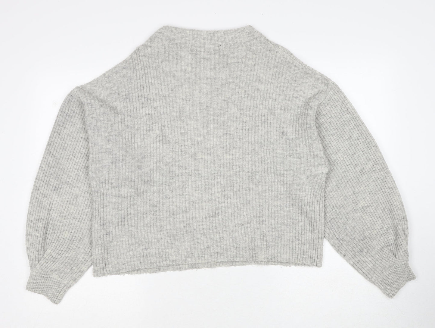 New Look Womens Grey Round Neck Acrylic Pullover Jumper Size M