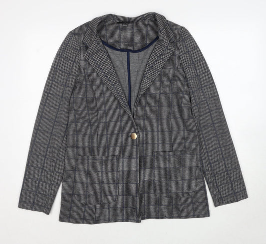Cortefiel Womens Black Geometric Jacket Blazer Size M Button