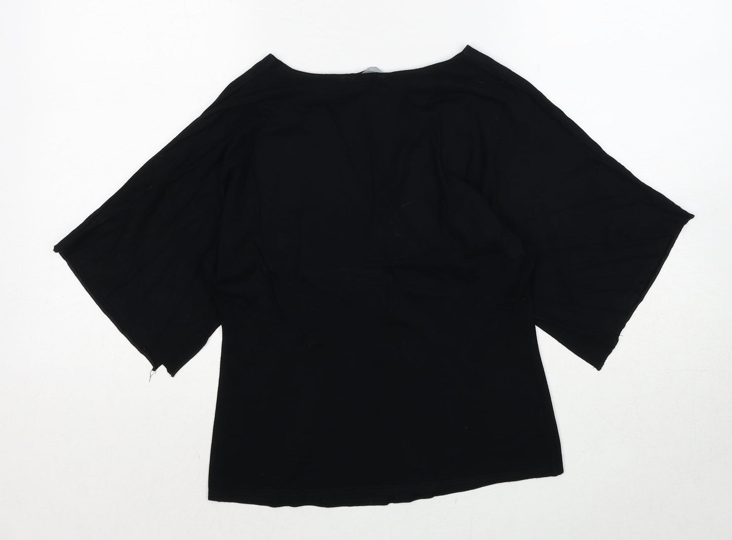 Red Herring Womens Black Viscose Basic Blouse Size 10 V-Neck - Lace Detail