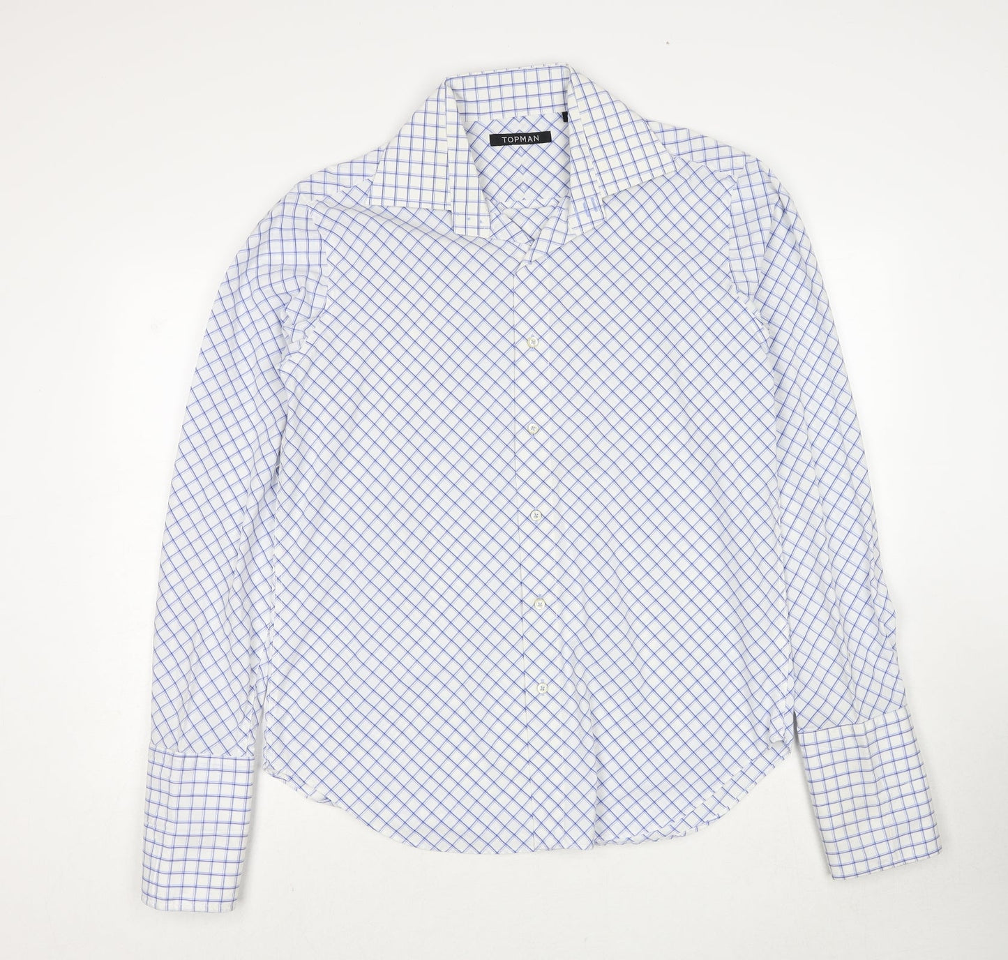Topman Mens White Animal Print Cotton Button-Up Size L Collared Button