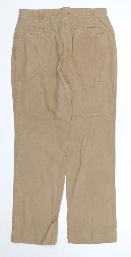 Gina B Womens Beige Linen Trousers Size 14 Regular Zip