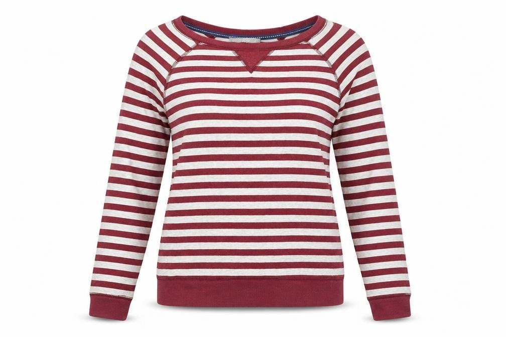 Marks and Spencer Womens Red Round Neck Striped Cotton Pullover Jumper Size 10