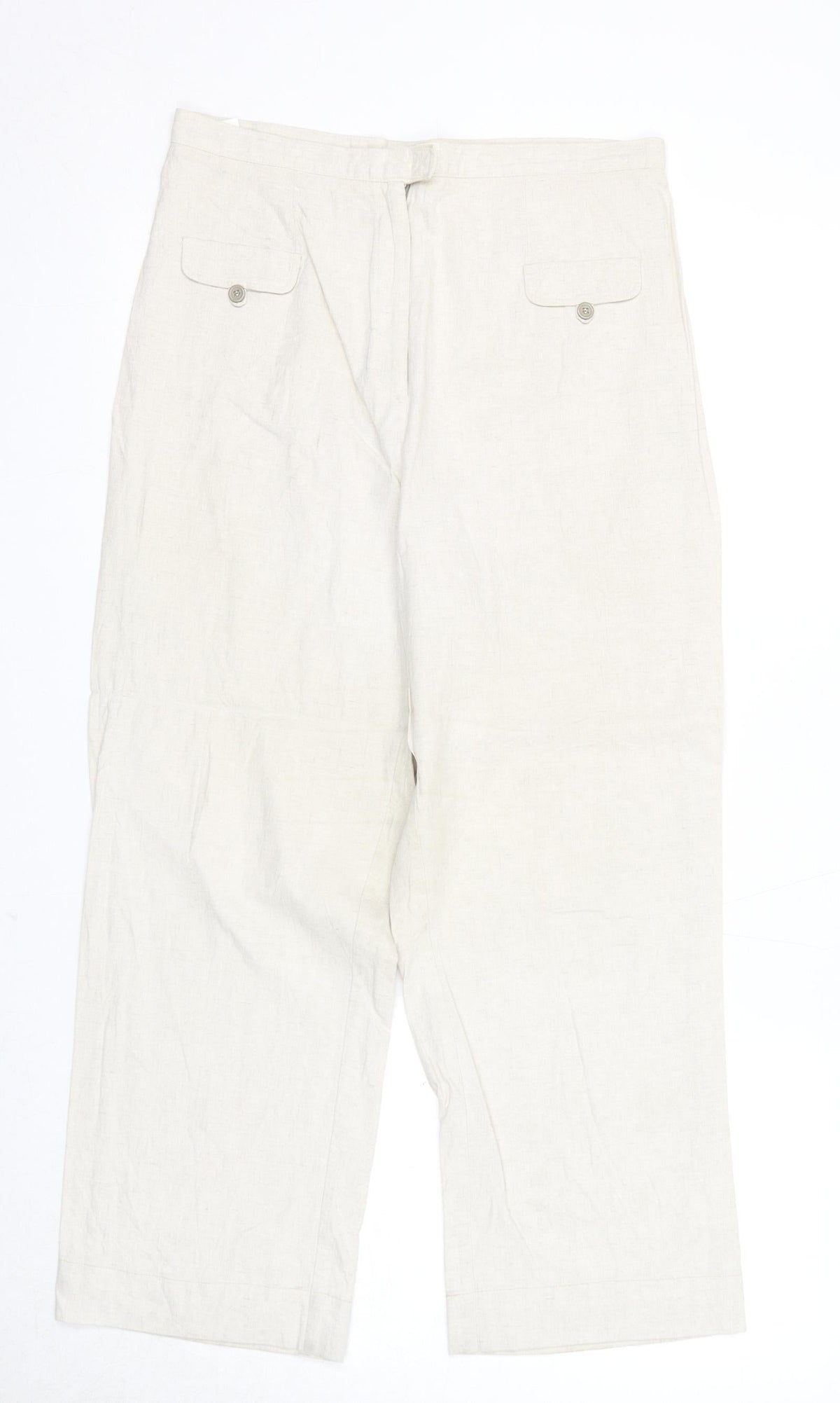 Finess Womens Beige Linen Trousers Size 14 Regular Zip