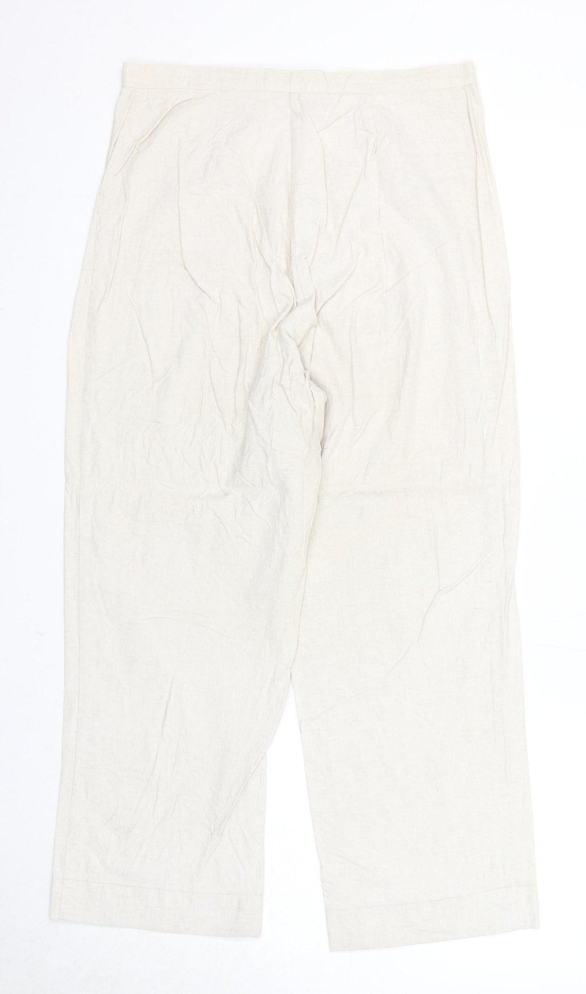 Finess Womens Beige Linen Trousers Size 14 Regular Zip
