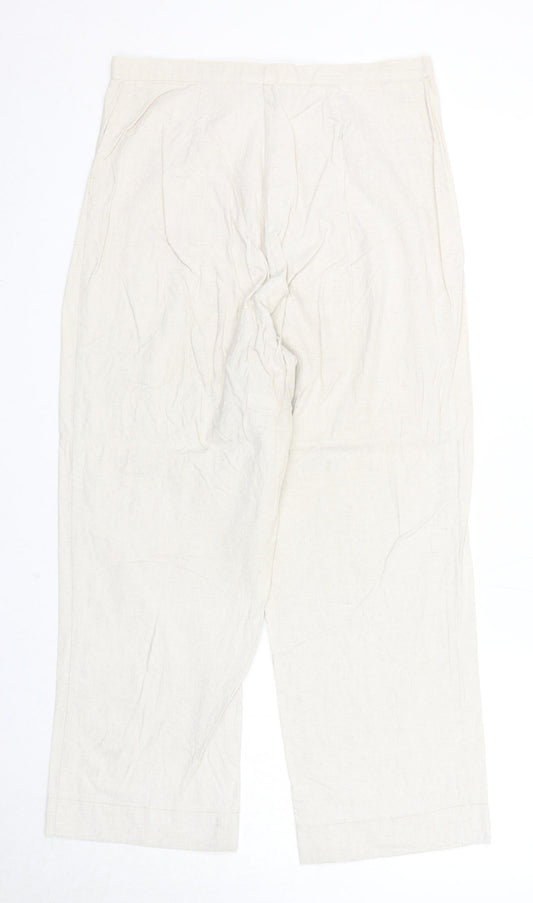 Finess Womens Beige Linen Trousers Size 14 Regular Zip