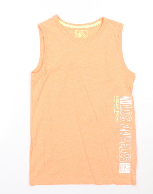 URBN DEPT Boys Orange Cotton Pullover Tank Size 12 Years Round Neck Pullover