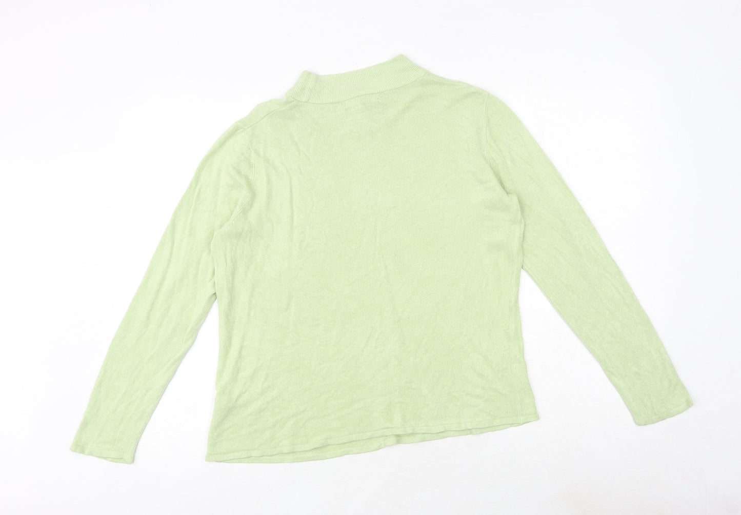 Bonmarché Womens Green Mock Neck Acrylic Pullover Jumper Size M