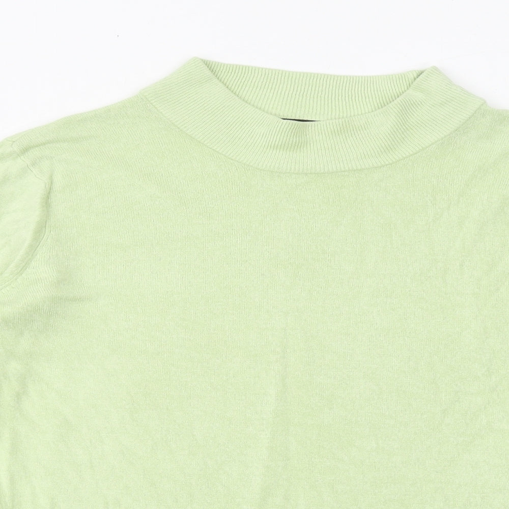 Bonmarché Womens Green Mock Neck Acrylic Pullover Jumper Size M