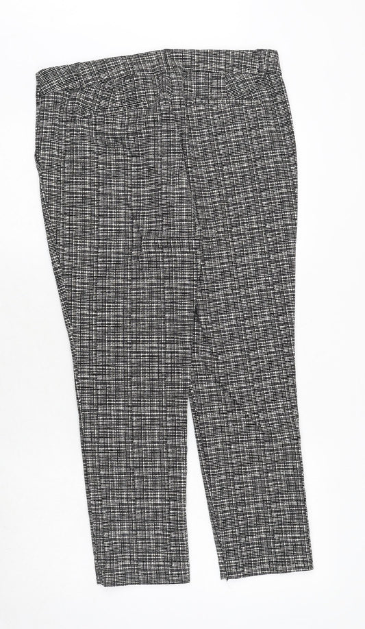 Lila Rose Womens Black Geometric Cotton Chino Trousers Size L Regular Zip