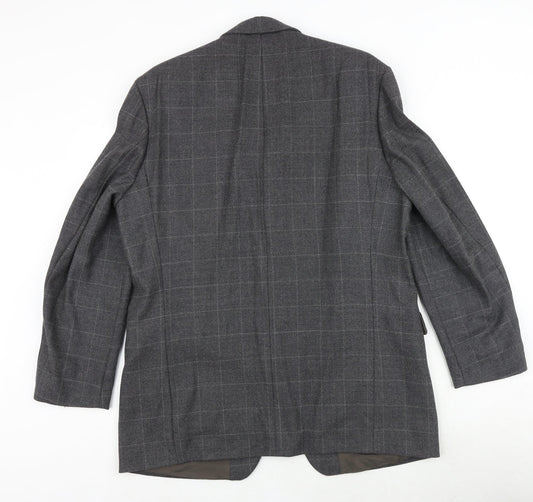 Bruno Saint Hilaire Mens Grey Geometric Polyester Jacket Suit Jacket Size 40 Regular