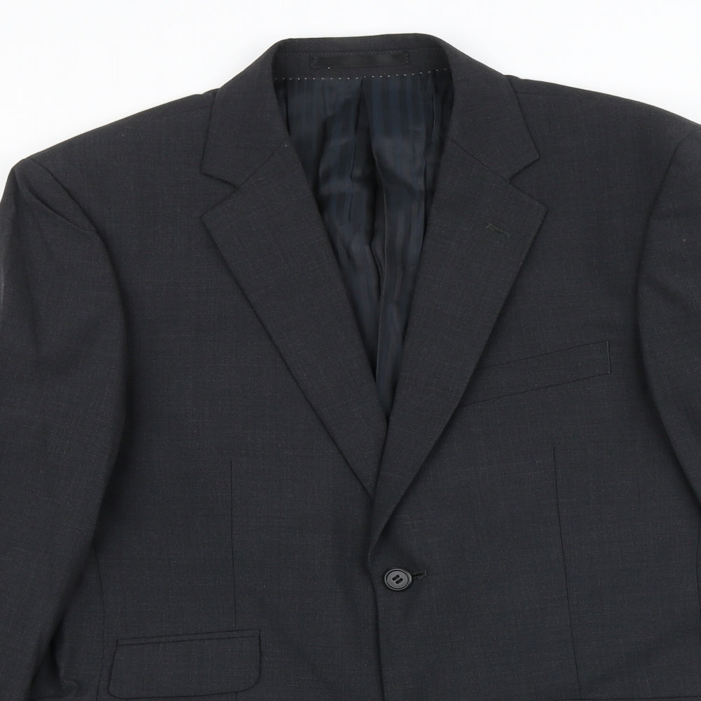 Fellini Mens Grey Polyester Jacket Suit Jacket Size 38 Regular