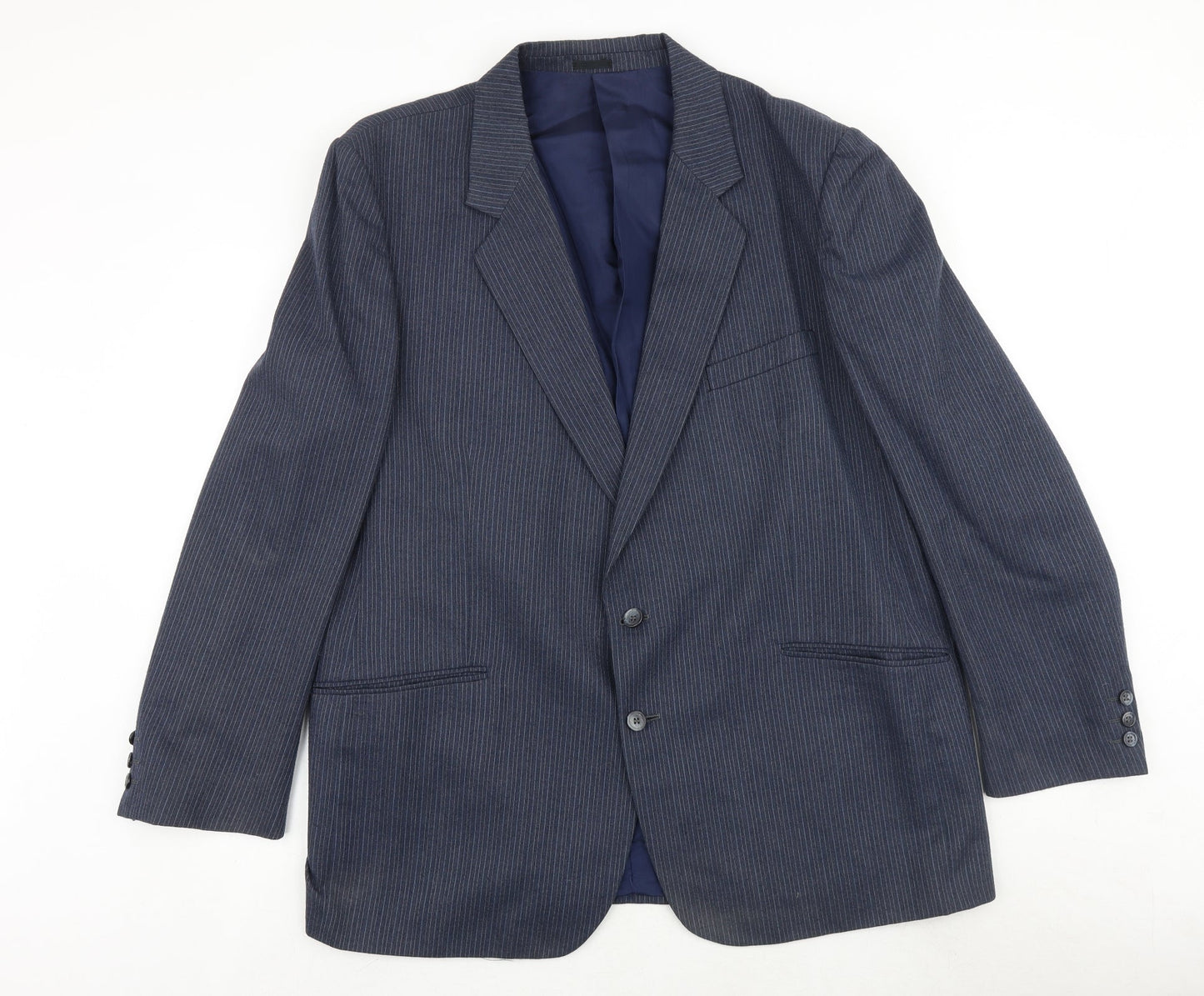 Holden Mens Blue Striped Polyester Jacket Suit Jacket Size 42 Regular