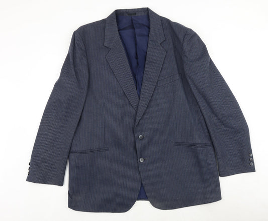 Holden Mens Blue Striped Polyester Jacket Suit Jacket Size 42 Regular