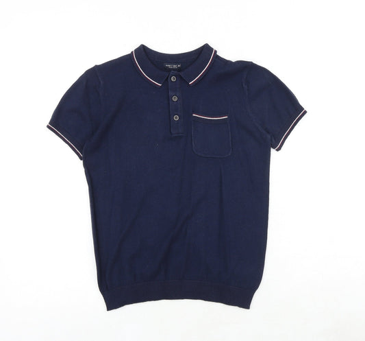 NEXT Boys Blue Cotton Pullover Polo Size 9 Years Collared Button