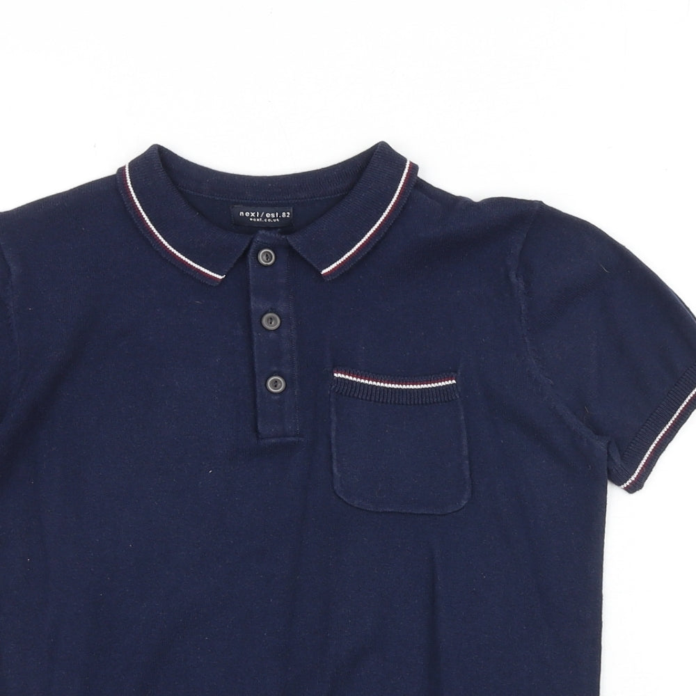 NEXT Boys Blue Cotton Pullover Polo Size 9 Years Collared Button