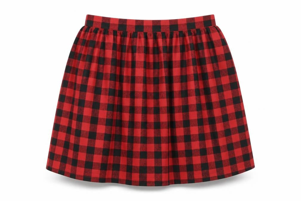 Affliction Black Premium Womens Red Check Cotton Skater Skirt Size XL Zip