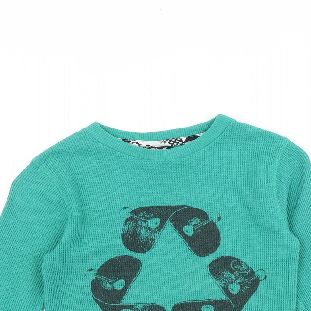 Shaw White Boys Green Cotton Pullover T-Shirt Size XS Round Neck Pullover - Textured Skateboard