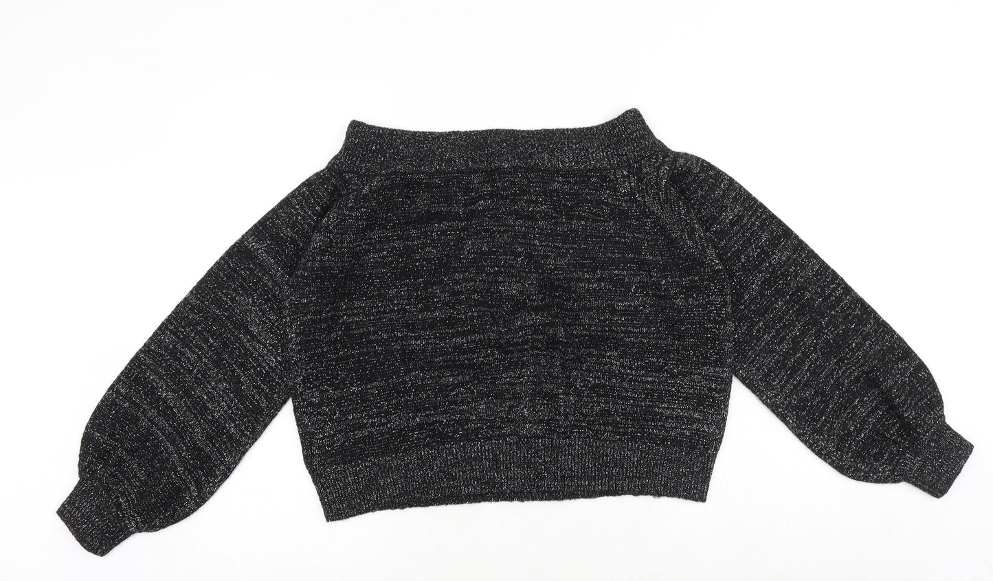 H&M Womens Black Boat Neck Acrylic Pullover Jumper Size M