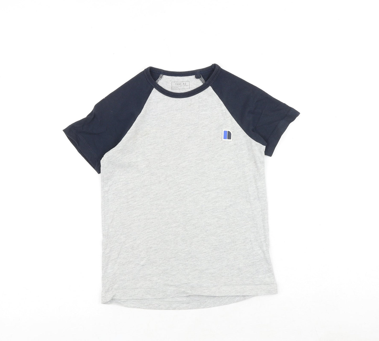 NEXT Boys Grey Colourblock Cotton Pullover T-Shirt Size 6 Years Round Neck Pullover