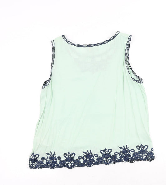 Apricot Womens Green Cotton Basic Tank Size L Round Neck