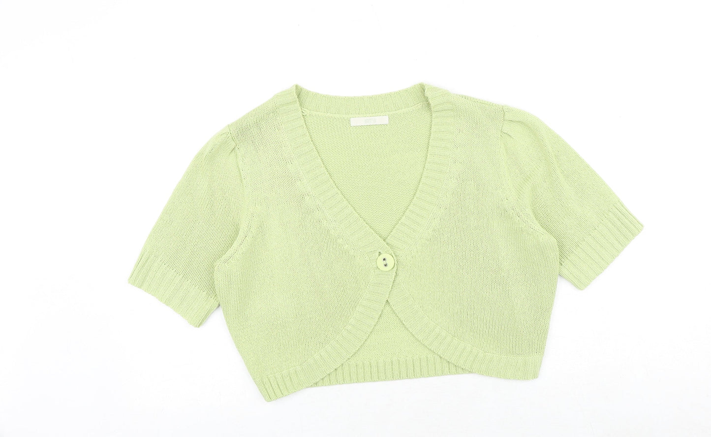 Marks and Spencer Womens Green V-Neck Acrylic Shrug Jumper Size 18