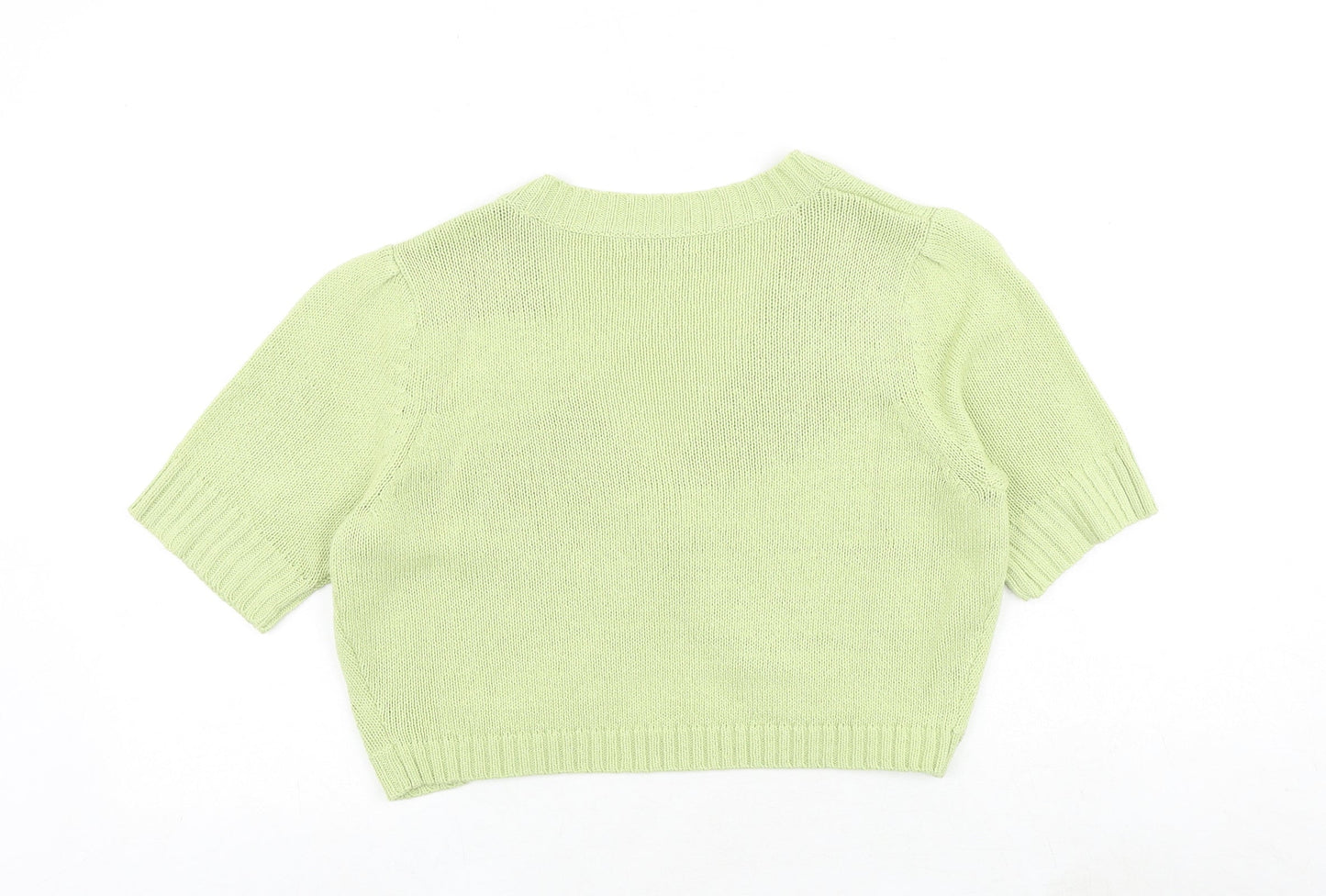 Marks and Spencer Womens Green V-Neck Acrylic Shrug Jumper Size 18