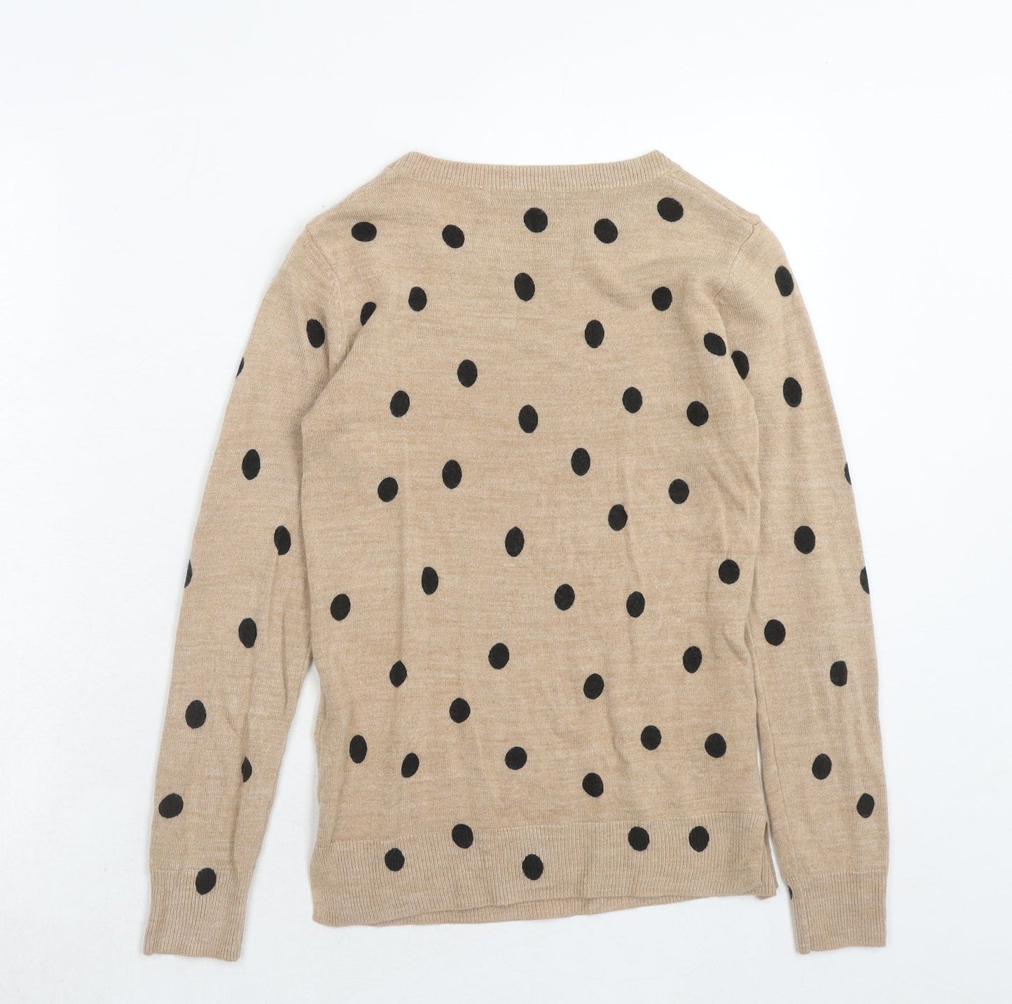 Marks and Spencer Womens Brown Round Neck Polka Dot Acrylic Pullover Jumper Size XS