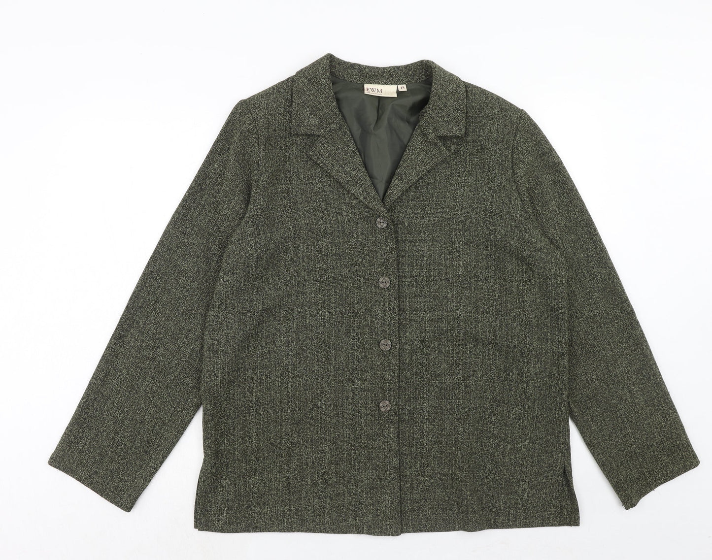EWM Womens Green Polyester Jacket Blazer Size 18