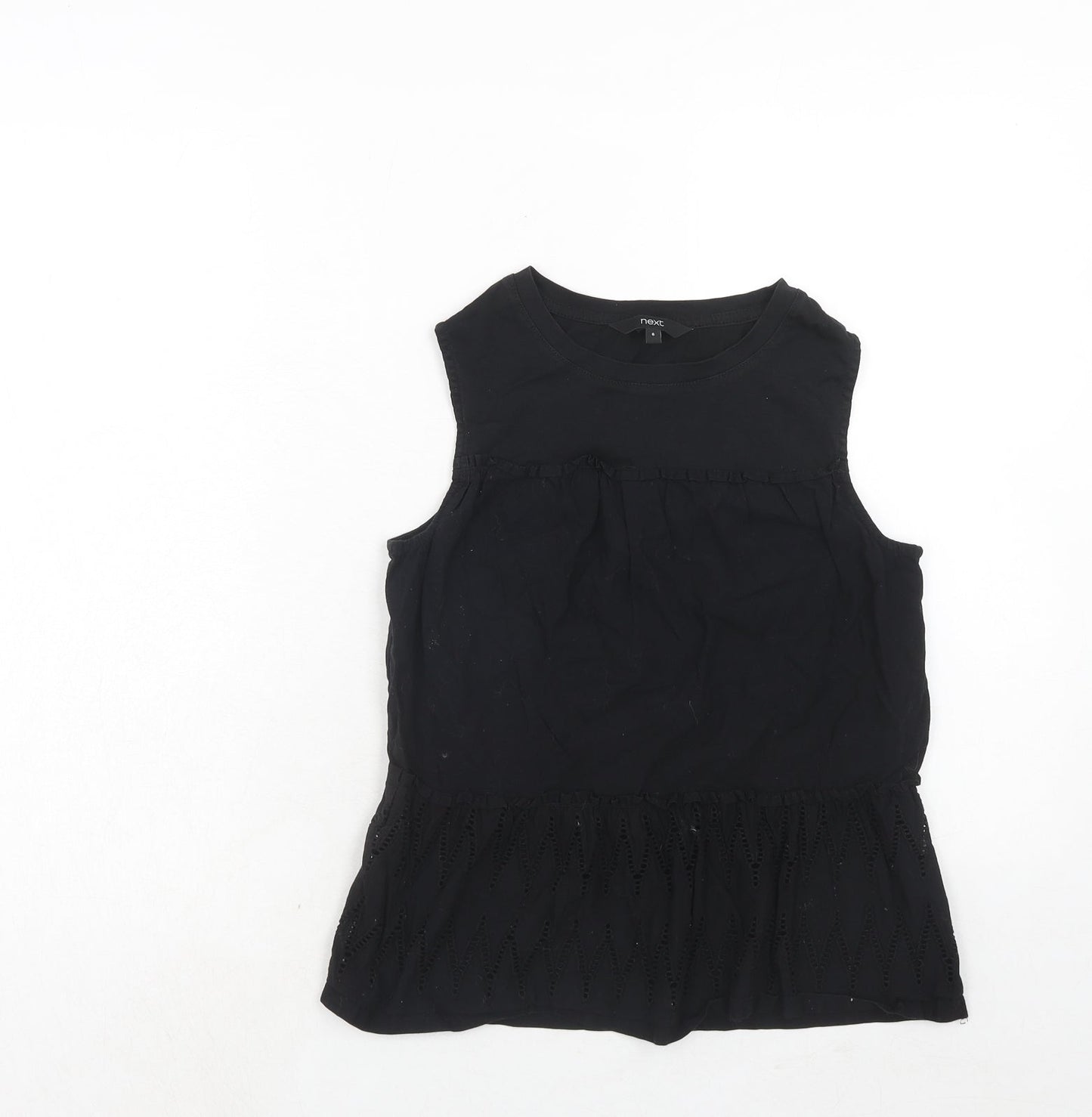 NEXT Womens Black Cotton Basic Tank Size 6 Round Neck